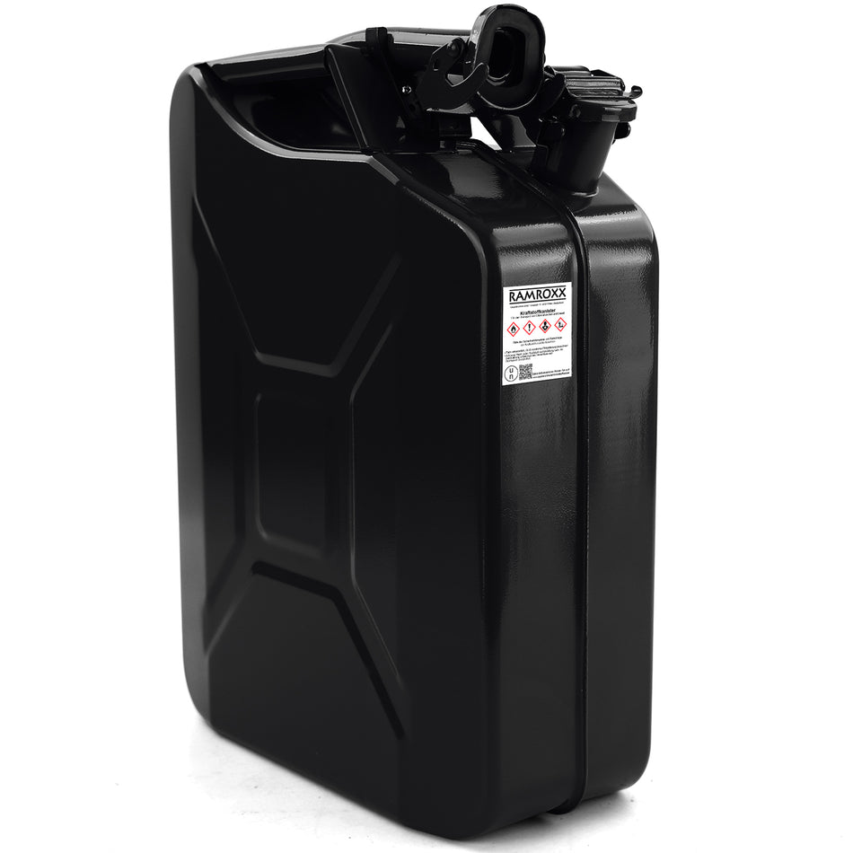 20L Tanica Metallo Carburante Benzina Diesel Riserva con Beccuccio Nero