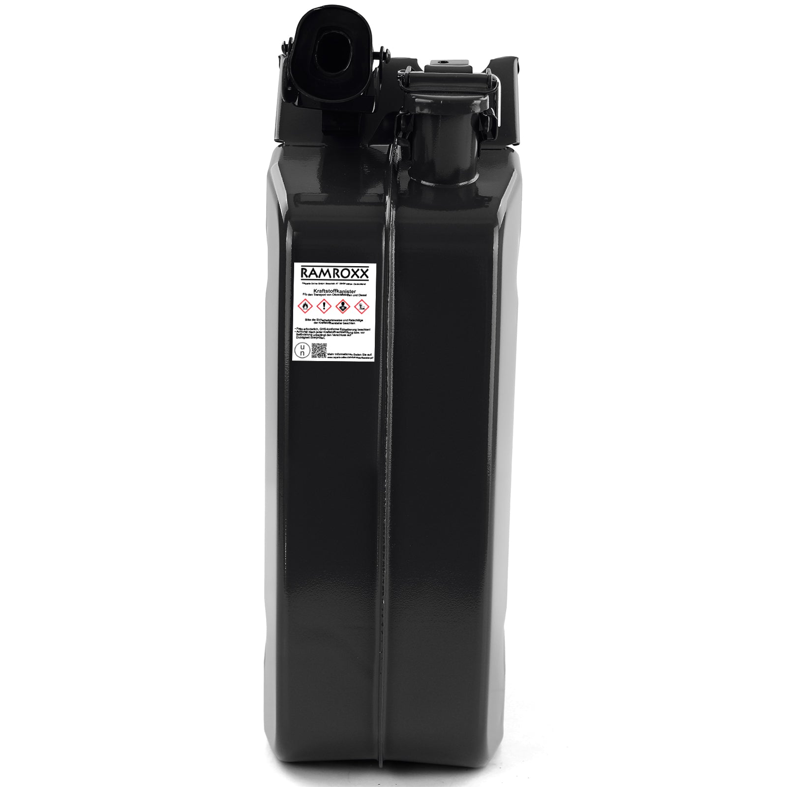 20L Tanica Metallo Carburante Benzina Diesel Riserva con Beccuccio Nero