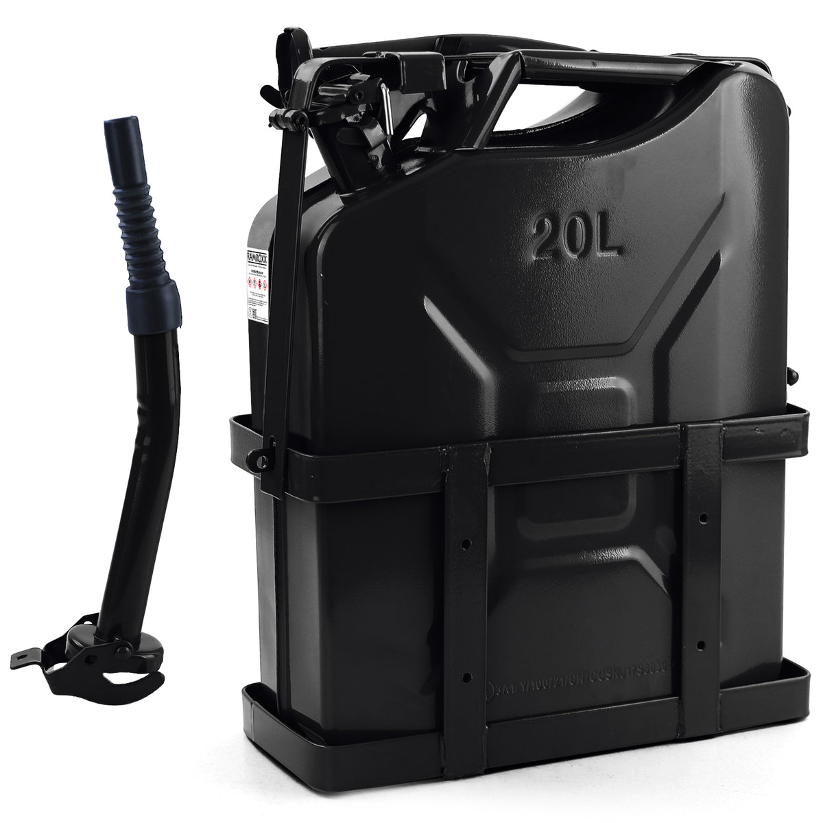 Supporto per Canister Carburante 20L in Metallo con Holder Nero Universale