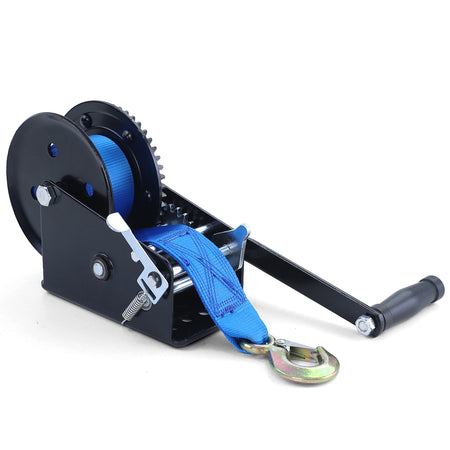 Premium 1500kg Seilwinde Handwinde con 8 Metri Cinghia Blu per Veicoli