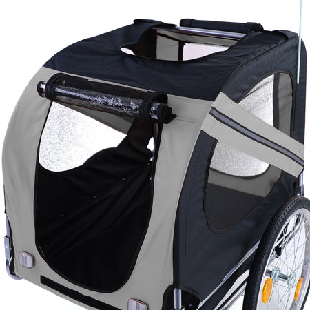 Rimorchio Bici Pieghevole per Animali Fino a 40Kg Colore Grigio/nero Universale
