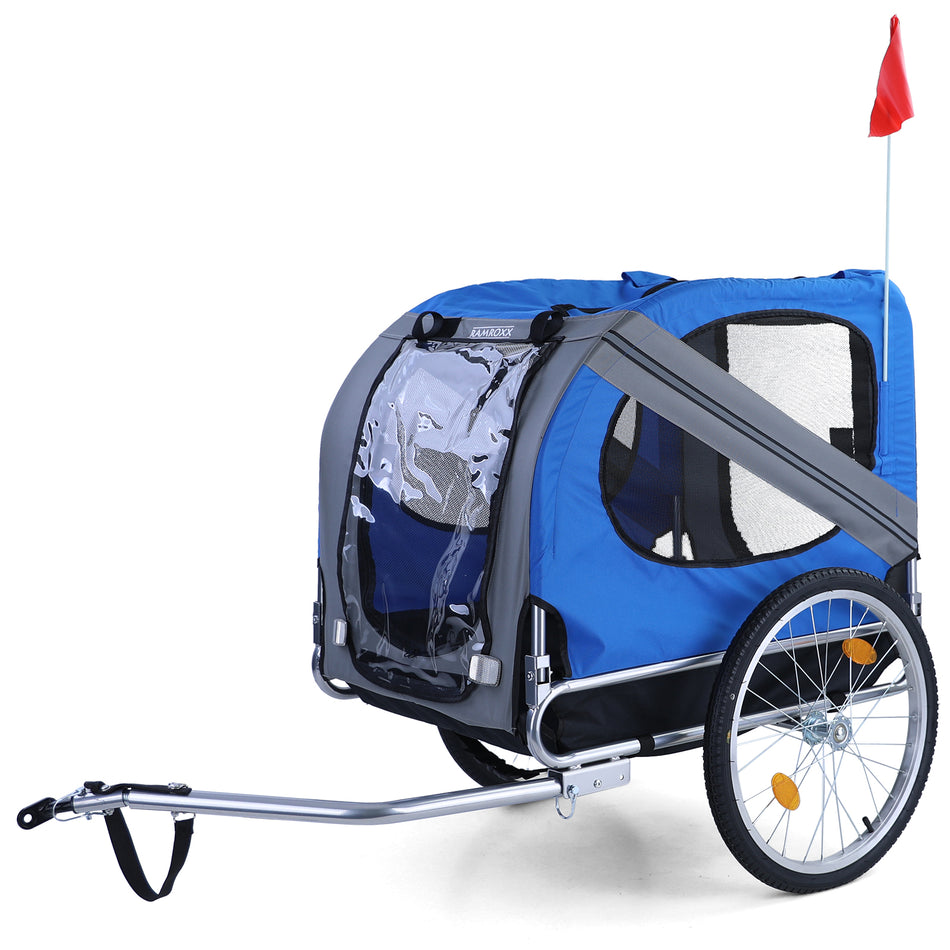 Rimorchio Bici Pieghevole per Animali Fino a 40Kg Colore Grigio/blu Universale