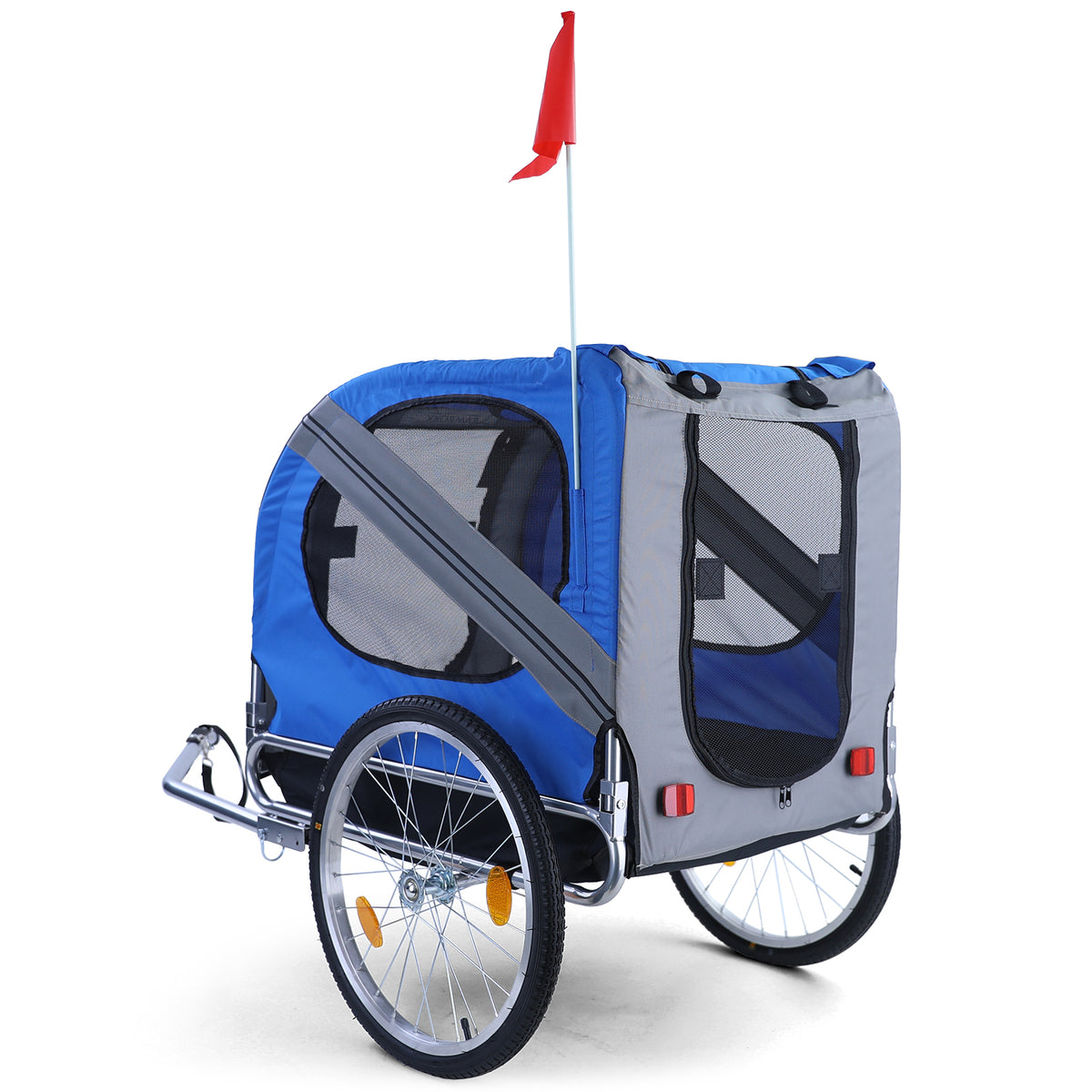 Rimorchio Bici Pieghevole per Animali Fino a 40Kg Colore Grigio/blu Universale