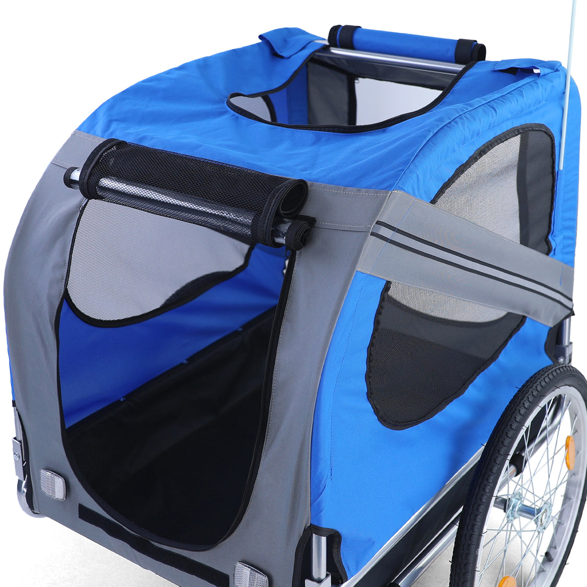 Rimorchio Bici Pieghevole per Animali Fino a 40Kg Colore Grigio/blu Universale