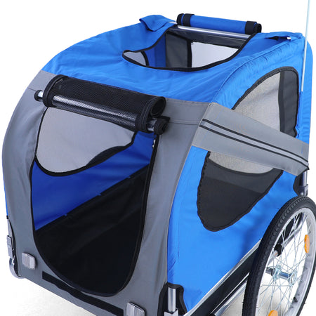 Rimorchio Bici Pieghevole per Animali Fino a 40Kg Colore Grigio/blu Universale