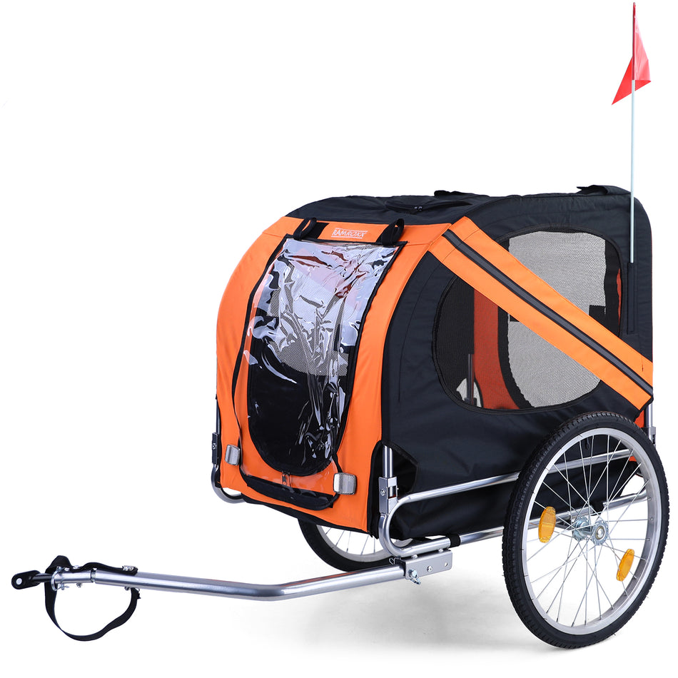 Rimorchio Bici Pieghevole per Animali Fino a 40Kg Colore Arancio/Nero Universale