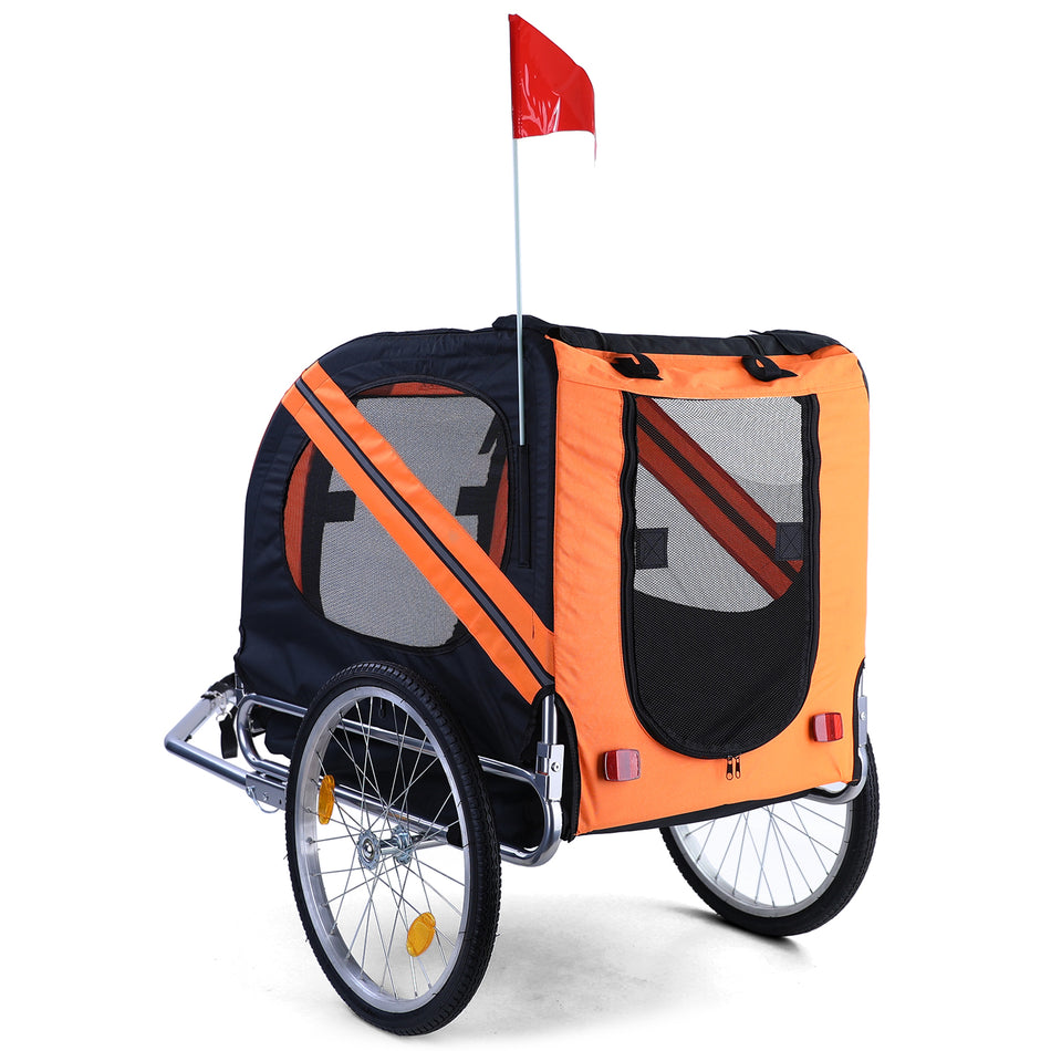 Rimorchio Bici Pieghevole per Animali Fino a 40Kg Colore Arancio/Nero Universale