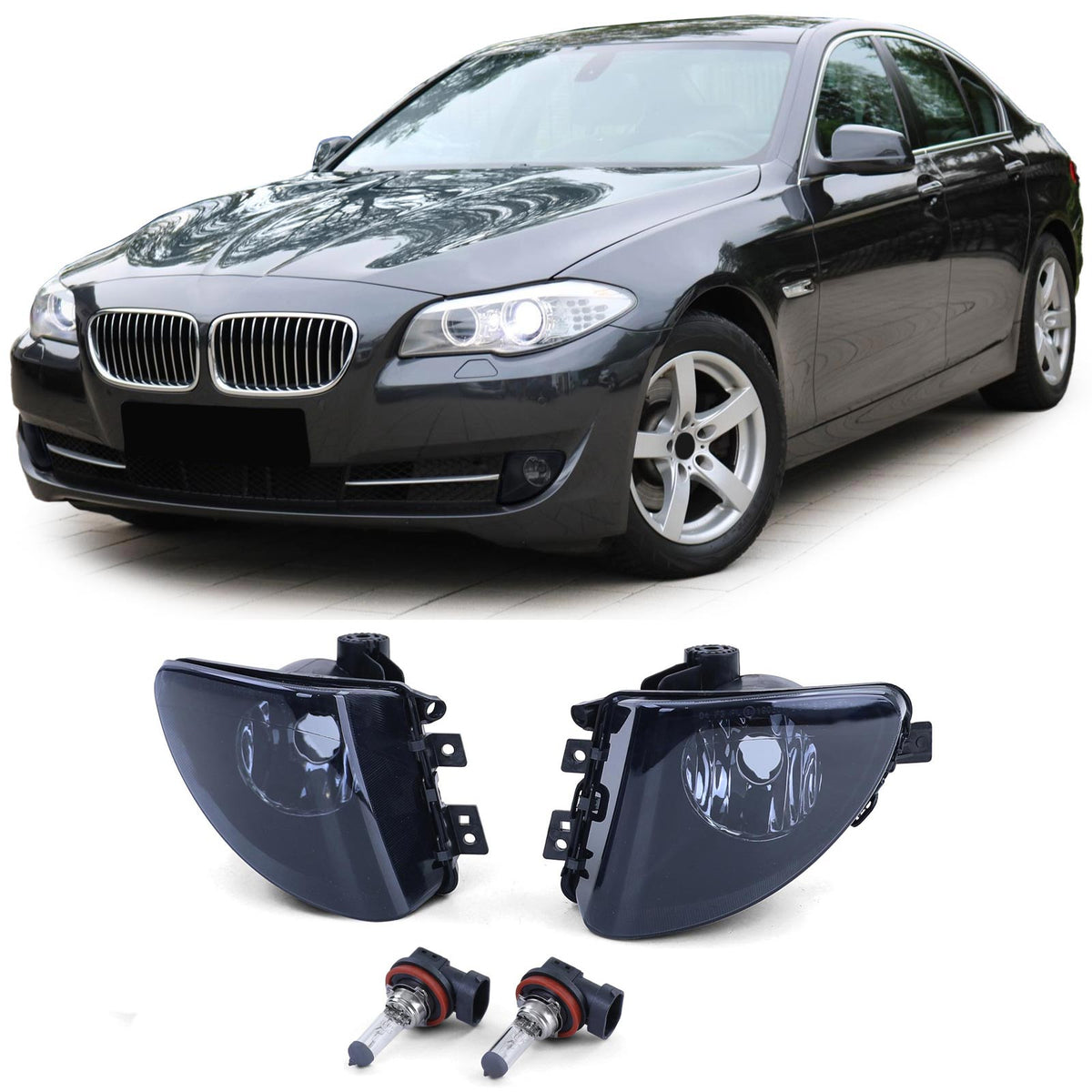 Fendinebbia Vetro Trasparente Neri per BMW Serie 5 F10 F11 10-13