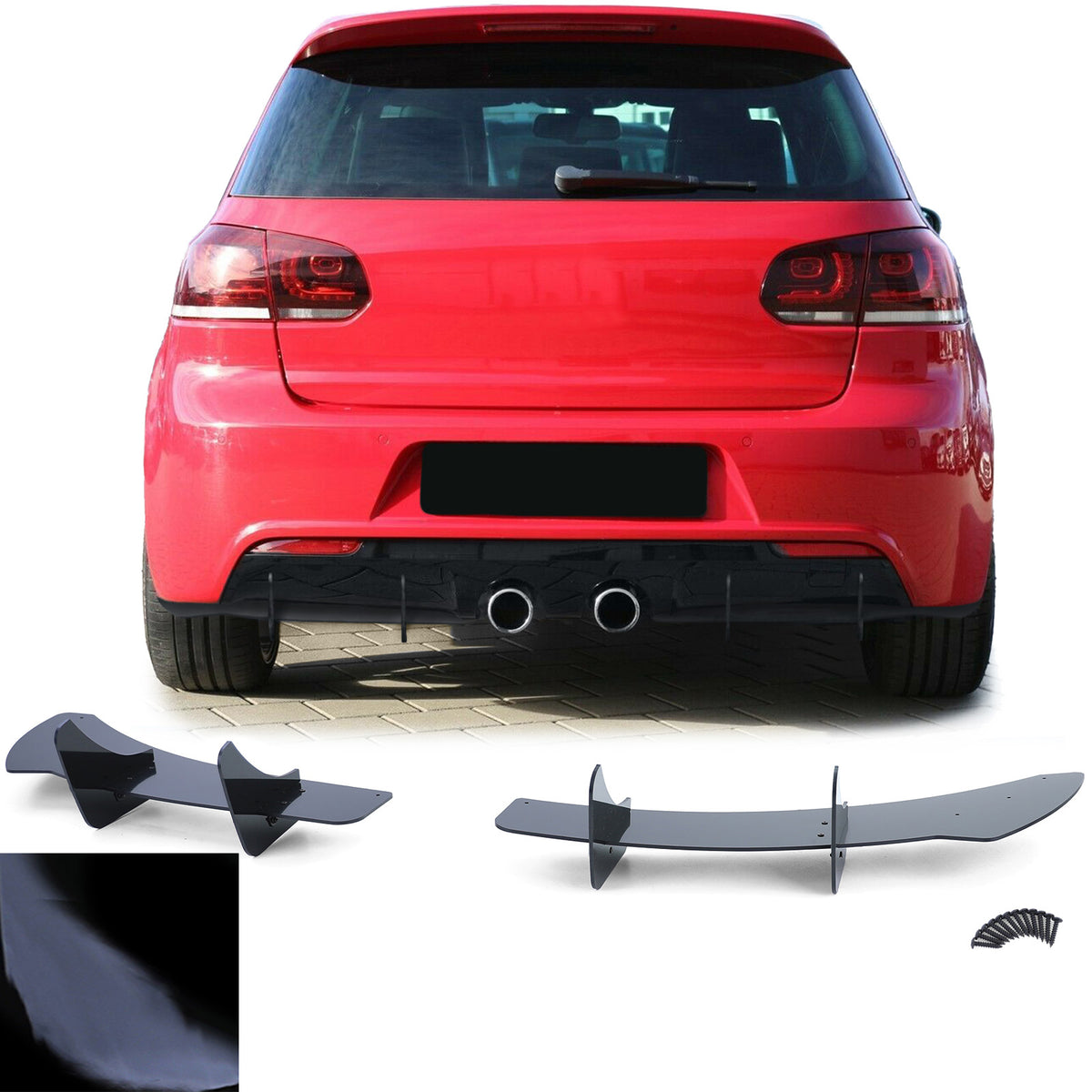 Diffusore Posteriore Sportivo Nero Lucido per Volkswagen Golf R20 2008-2013