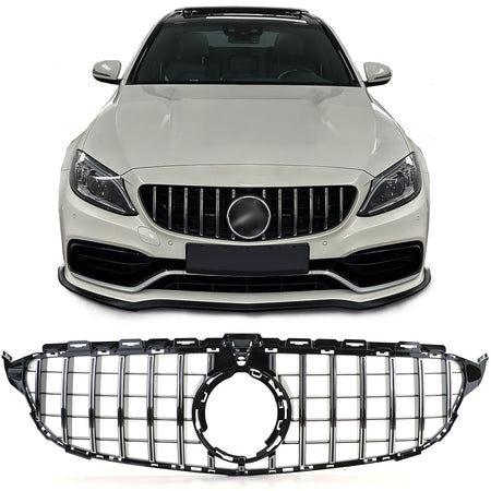 Griglia Sportiva Nera Lucida con Cromature per Mercedes Classe C W205 S205 18-21