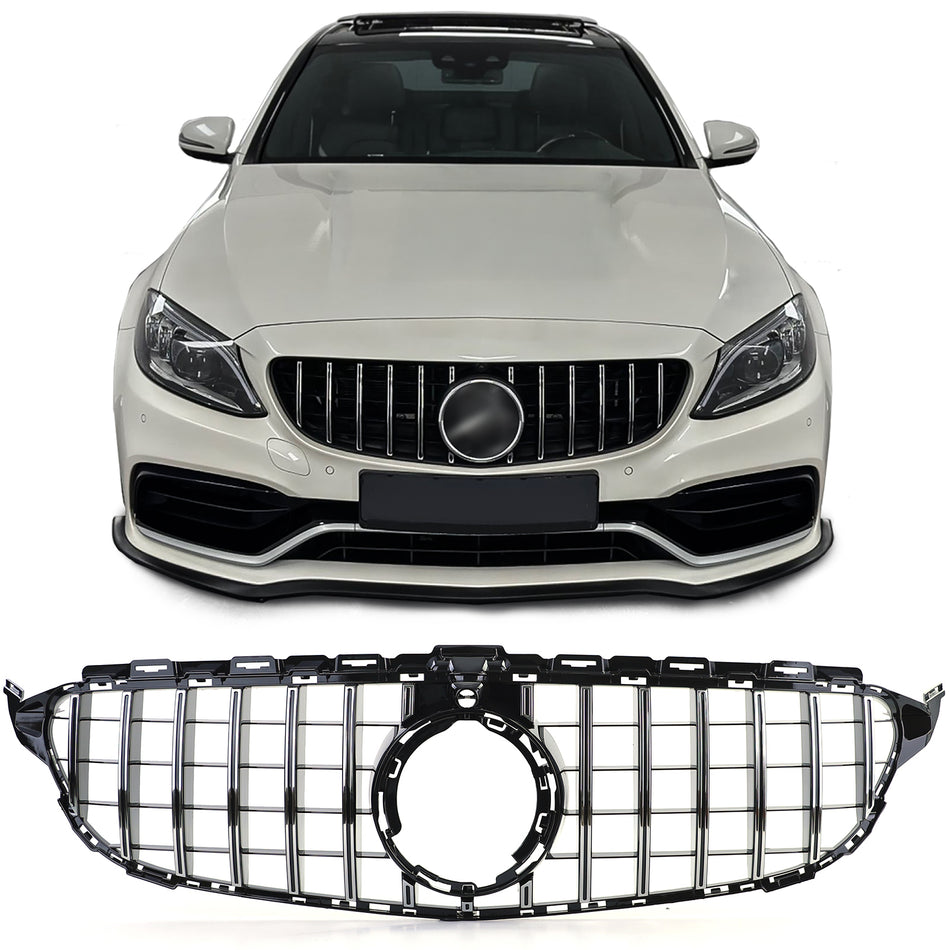 Griglia Sportiva Nera Lucida con Cromature per Mercedes Classe C W205 S205 18-21