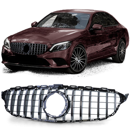 Griglia Sportiva Nera Lucida con Cromature per Mercedes Classe C W205 S205 18-21