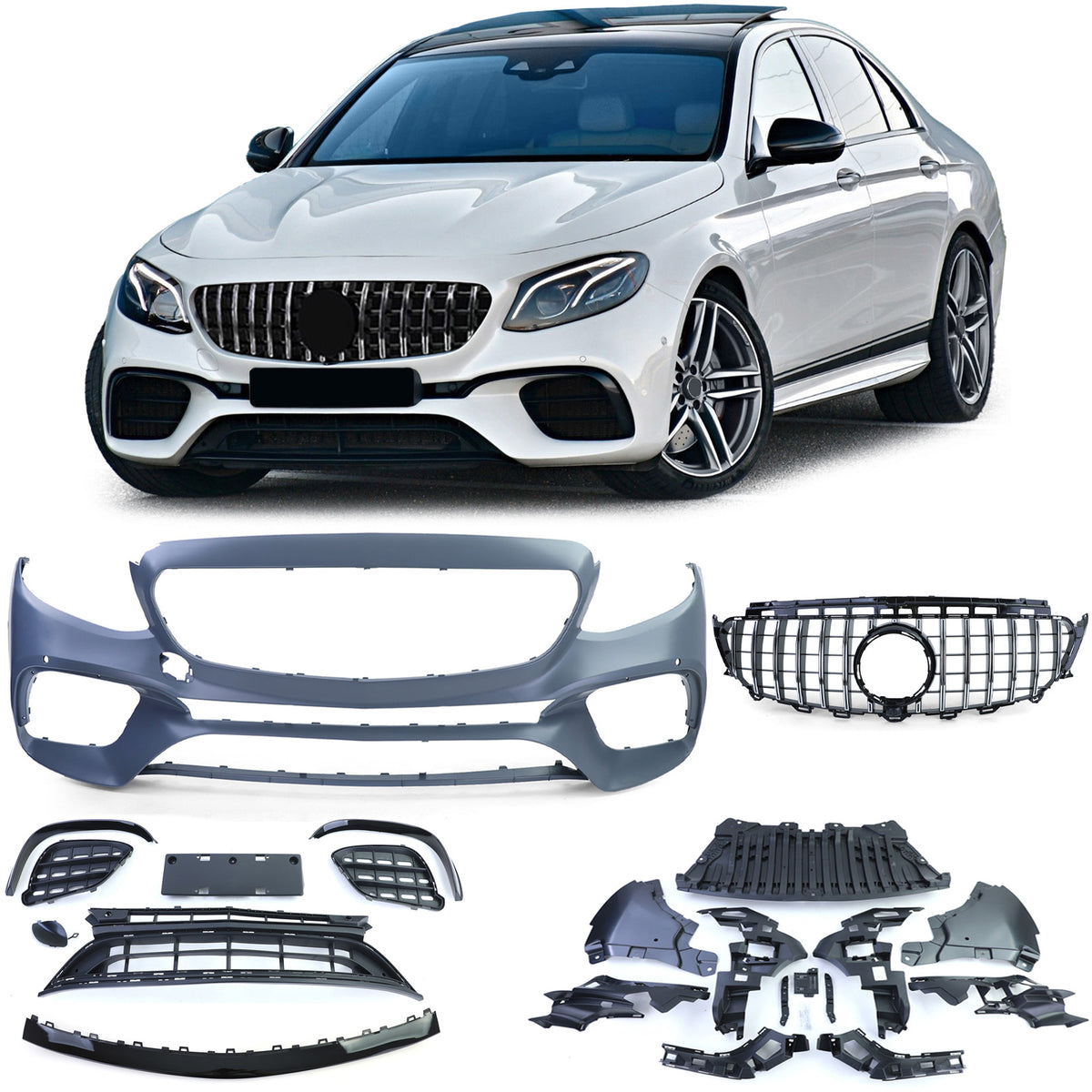 Sport Paraurti con Griglia Nera e Cromata per Mercedes Classe E W213 16-20