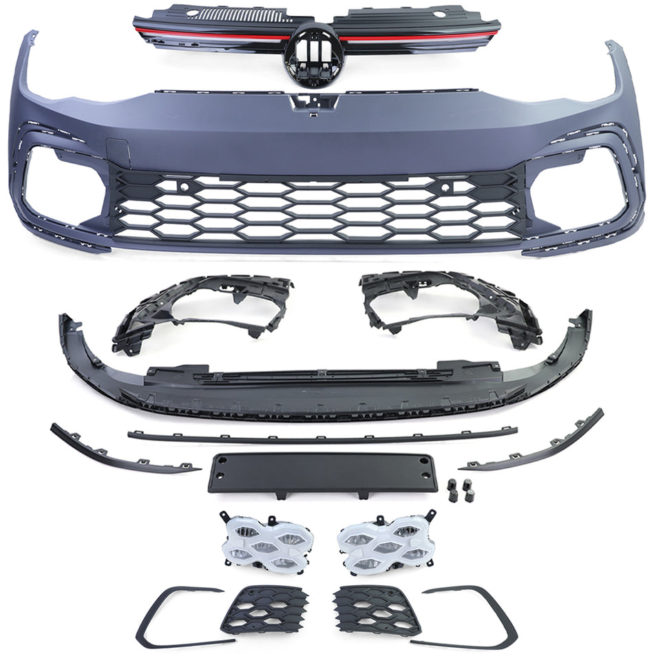 Paraurti Anteriore con Griglia e LED Nebul per Volkswagen Golf 8 GTI Dal 19