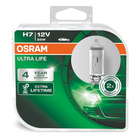 Osram H7 Ultra Life Halogen 12V 55W Extra Lunga Durata Long 2 Pezzi Universale