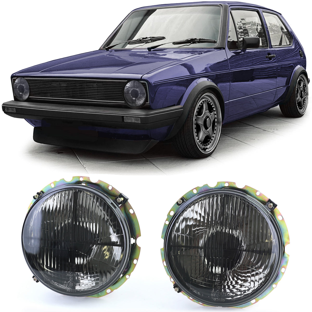 Fari Neri Fumé con Fadenkreuz per Volkswagen Golf 1 + Cabrio 1974-1983