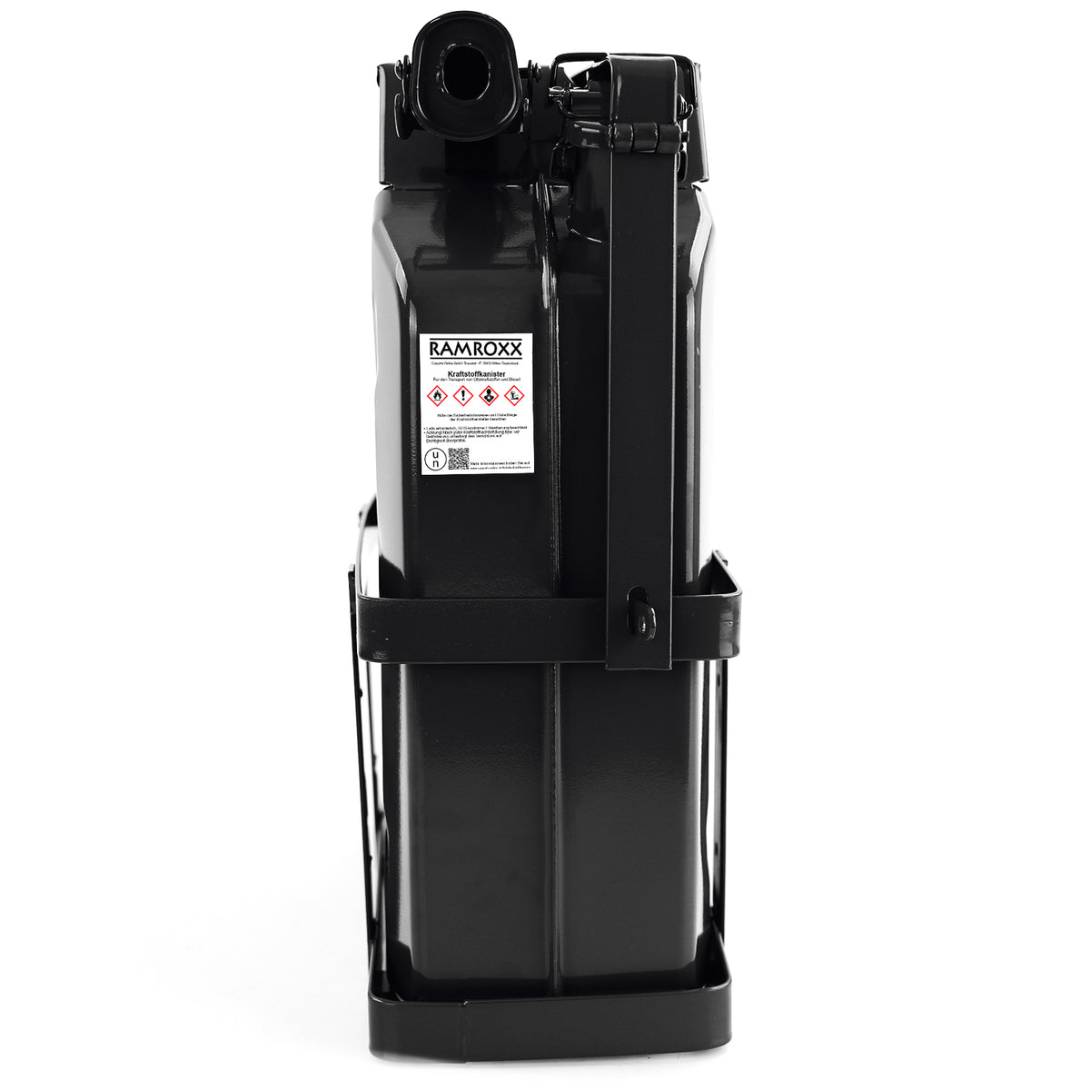 Supporto per Serbatoio Carburante 20L in Metallo con Beccuccio e Supporto Nero