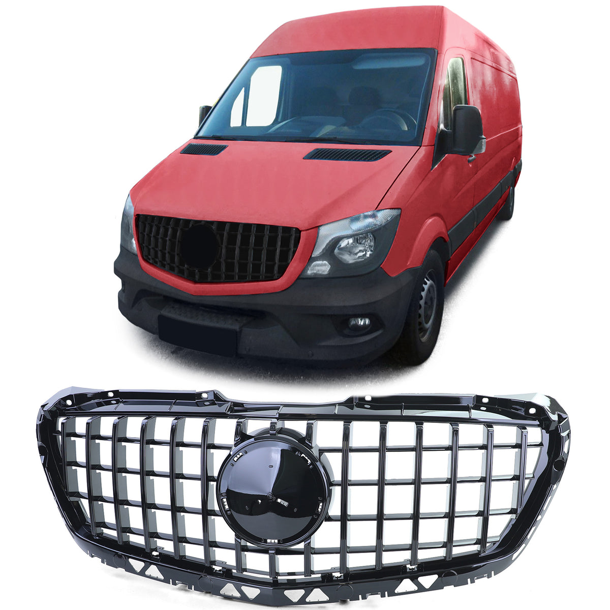 Griglia Sportiva Nera Lucida per Mercedes Sprinter W906 Facelift 2013-2018
