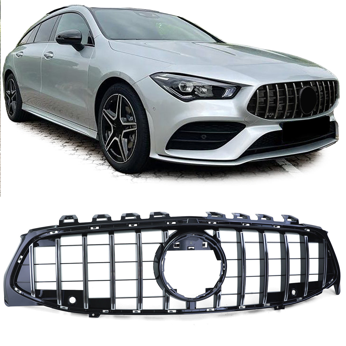Griglia Sportiva Nera Lucida Cromata per Mercedes CLA X118 Dal 19