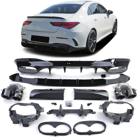 Diffusore Posteriore Sportivo con Terminali Neri per Mercedes CLA C118 X118