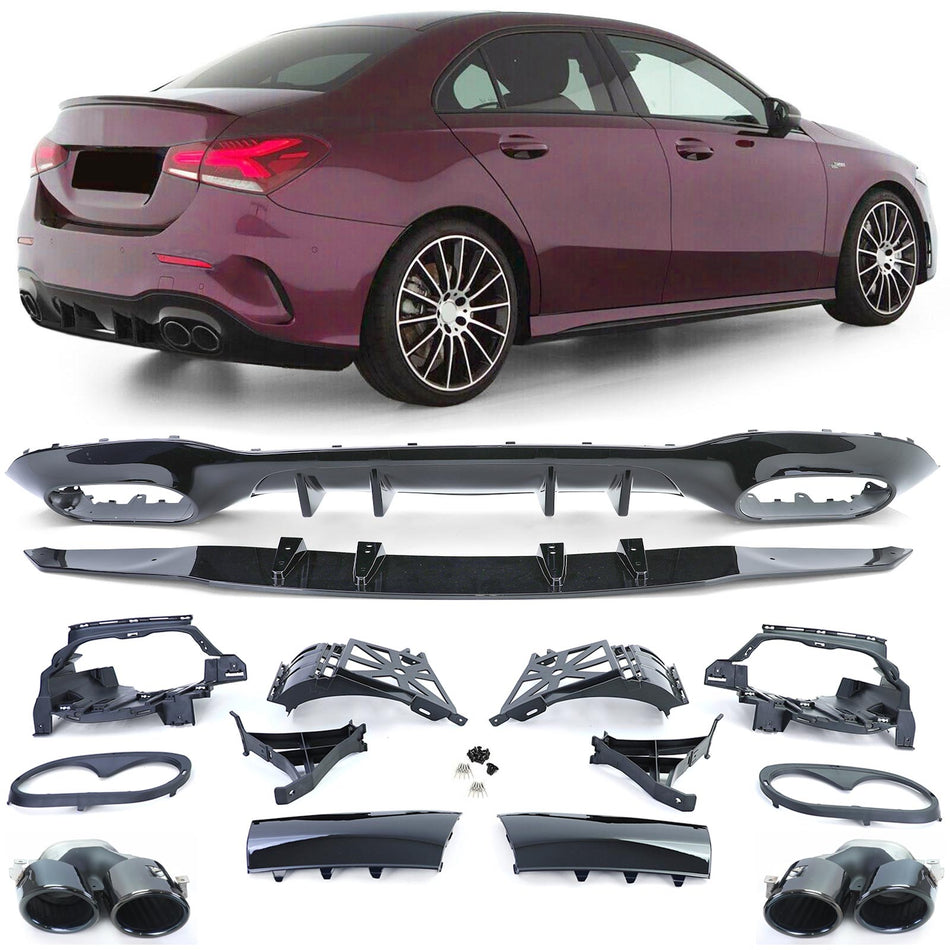 Diffusore Posteriore per Mercedes Classe A V177 19-25 con Terminali Neri