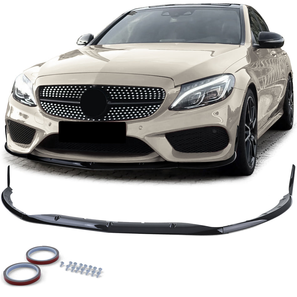 Anteriore Lama Sport Look Nero Lucido per Mercedes C W205 S205 14-18