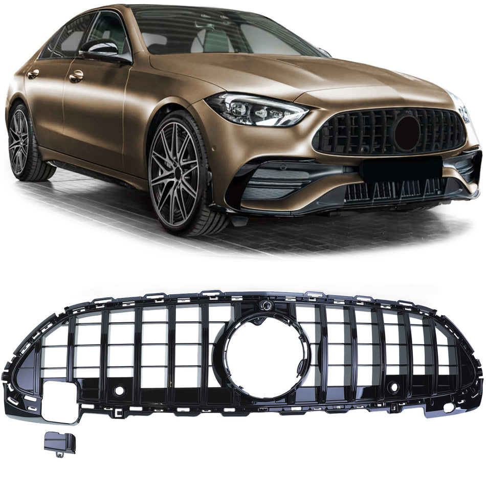 Griglia Anteriore Sportiva Nera Lucida per Mercedes Classe C W206 S206 Dal 21