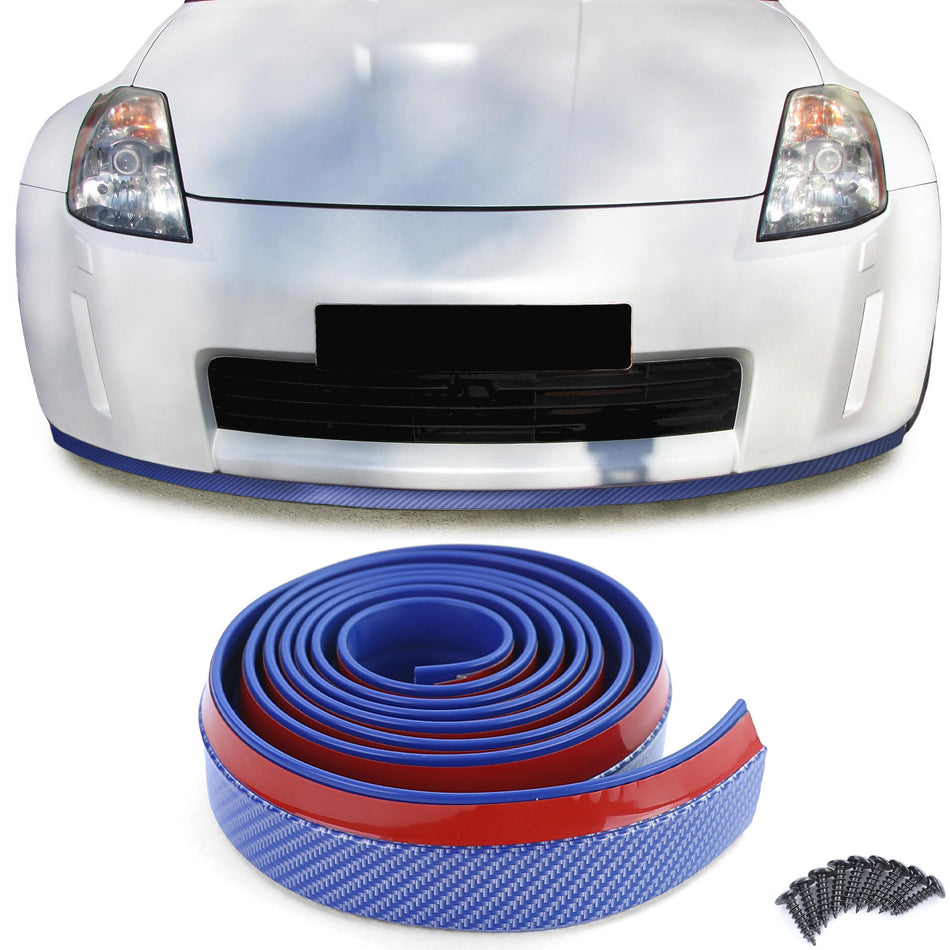Minigonne Universali Flessibili 2,5m Effetto Carbonio Blu per Auto