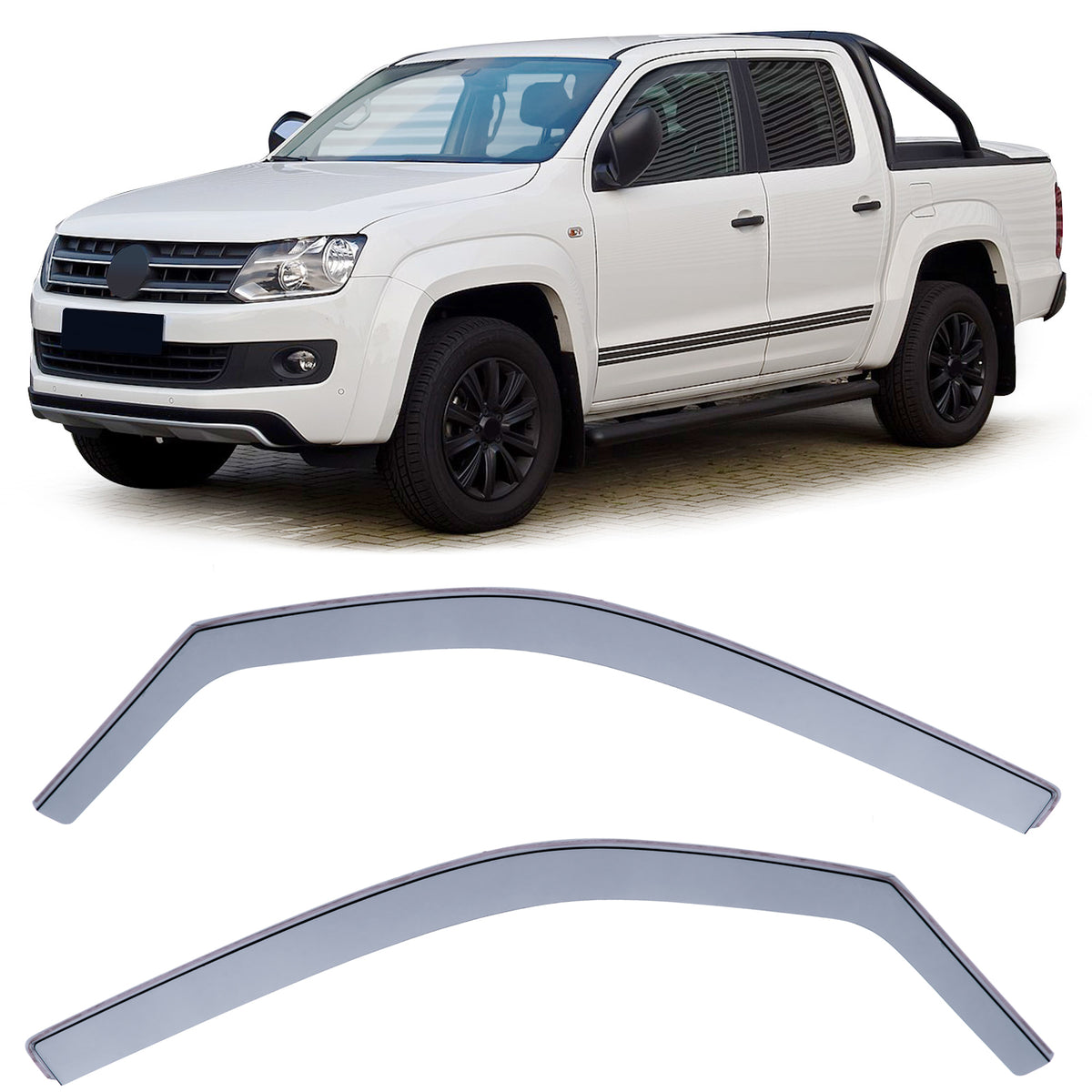 Deflettori Aria Neri Fumé per Volkswagen Amarok 2010-2023, Qualità Europea