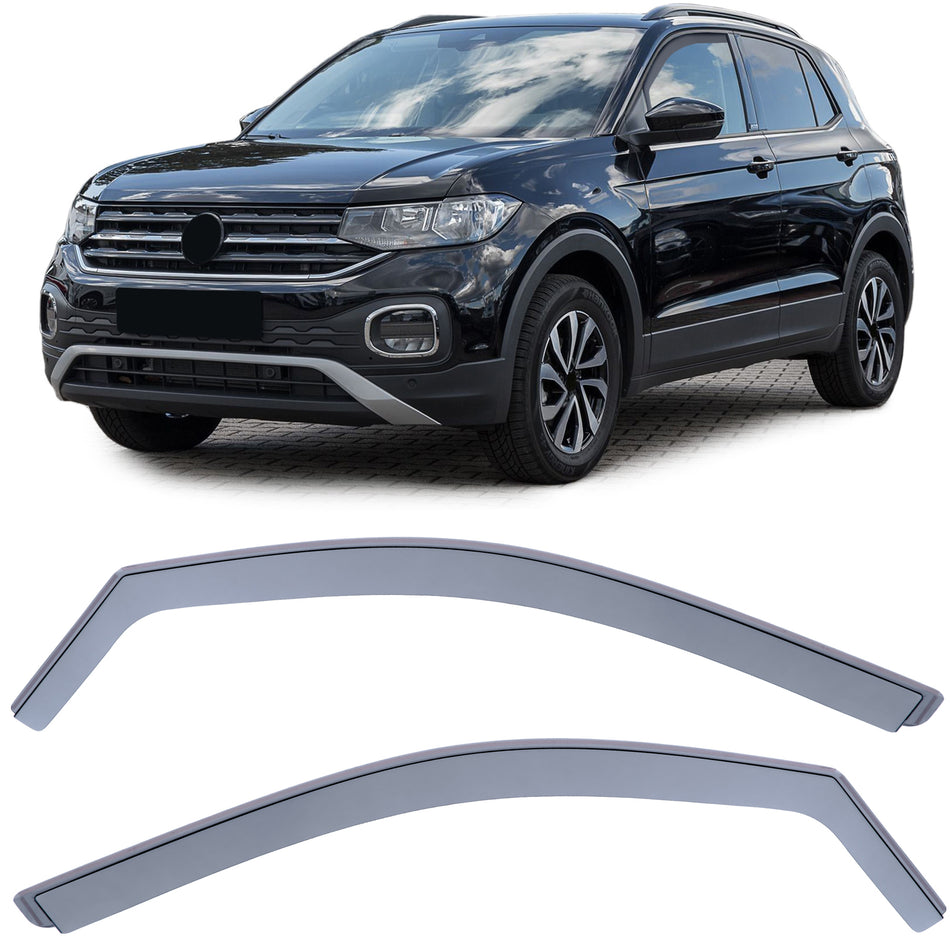 Deflettori Aria Neri Fumè per Volkswagen T-Cross 2018-2023, Anteriori