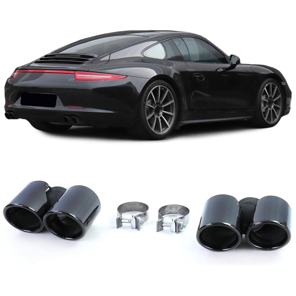 Doppio Terminale Terminali Scarico Nero per Porsche 911 991.1 (2011-2015) 3.4