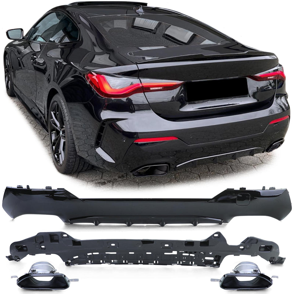 Sport Diffusore Posteriore Lucido + Terminali 440 Look per BMW G22 G23 420 430