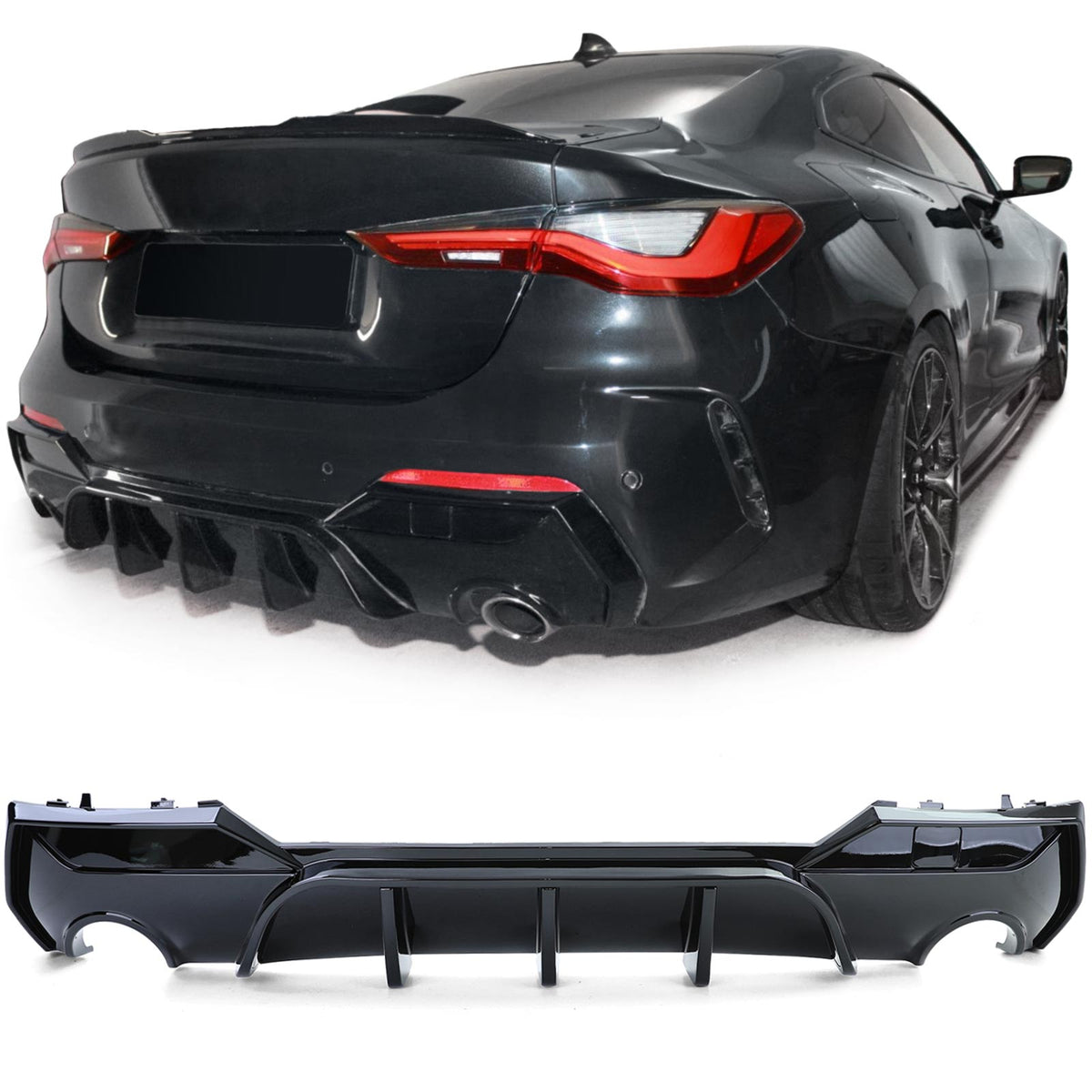 Diffusore Posteriore Performance Nero Lucido per BMW Serie 4 G22 G23 Coupé