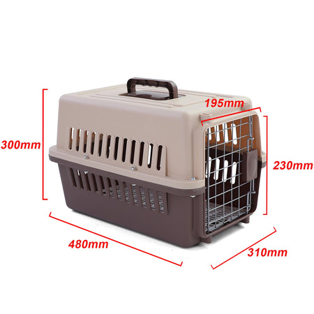 Tier Reise Auto Transportbox con Porta per Animali Beige Marrone 30x48x31cm