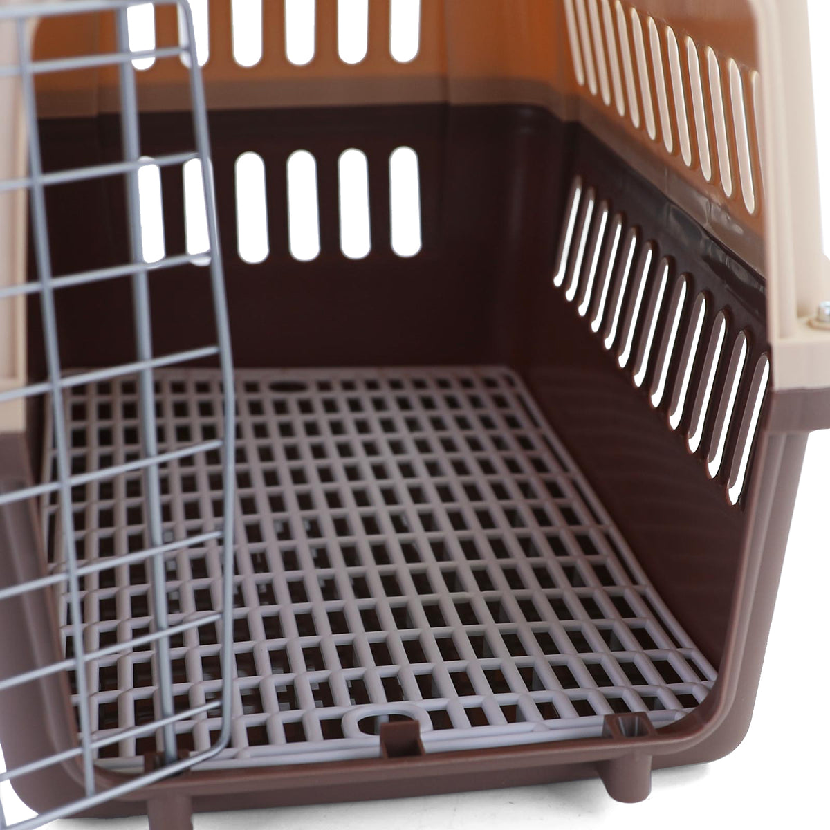 Tier Reise Auto Transportbox con Porta per Animali Beige Marrone 30x48x31cm