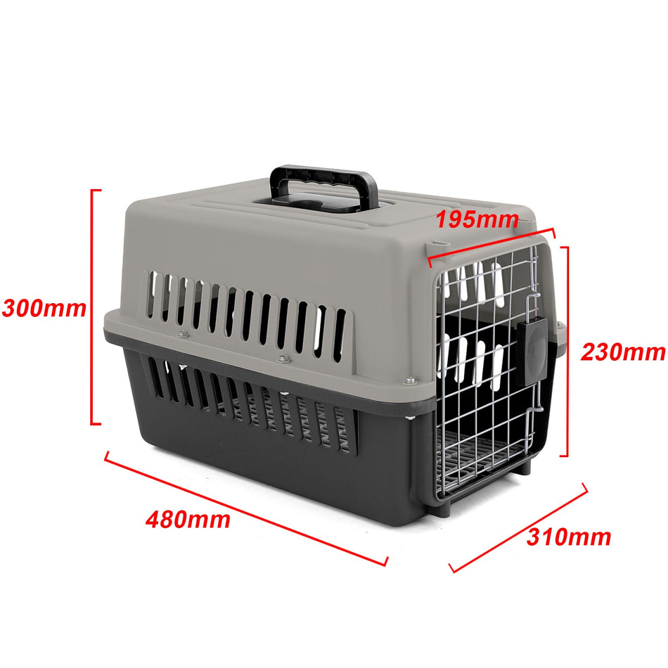 Tier Reise Auto Transportbox con Porta per Animali 48x30x31cm Grigia Nera