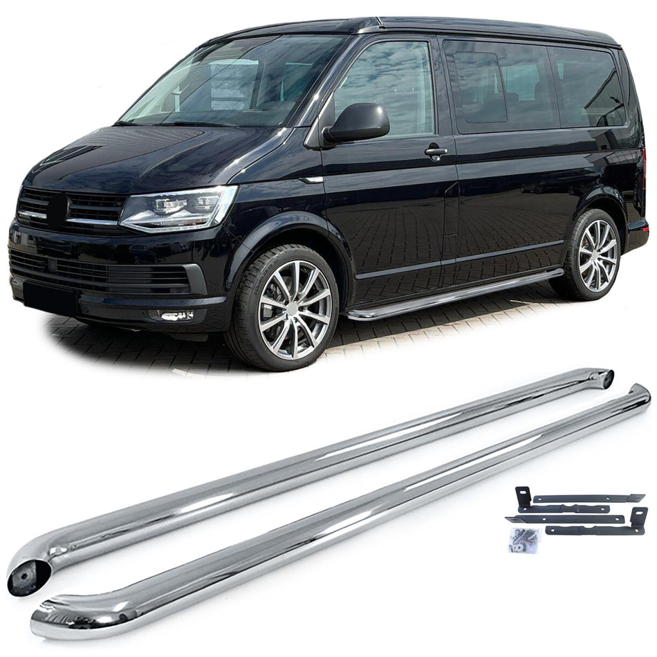 Minigonne in Acciaio Inox Lucido per Volkswagen T5 T6 T6.1 Corto Radstand