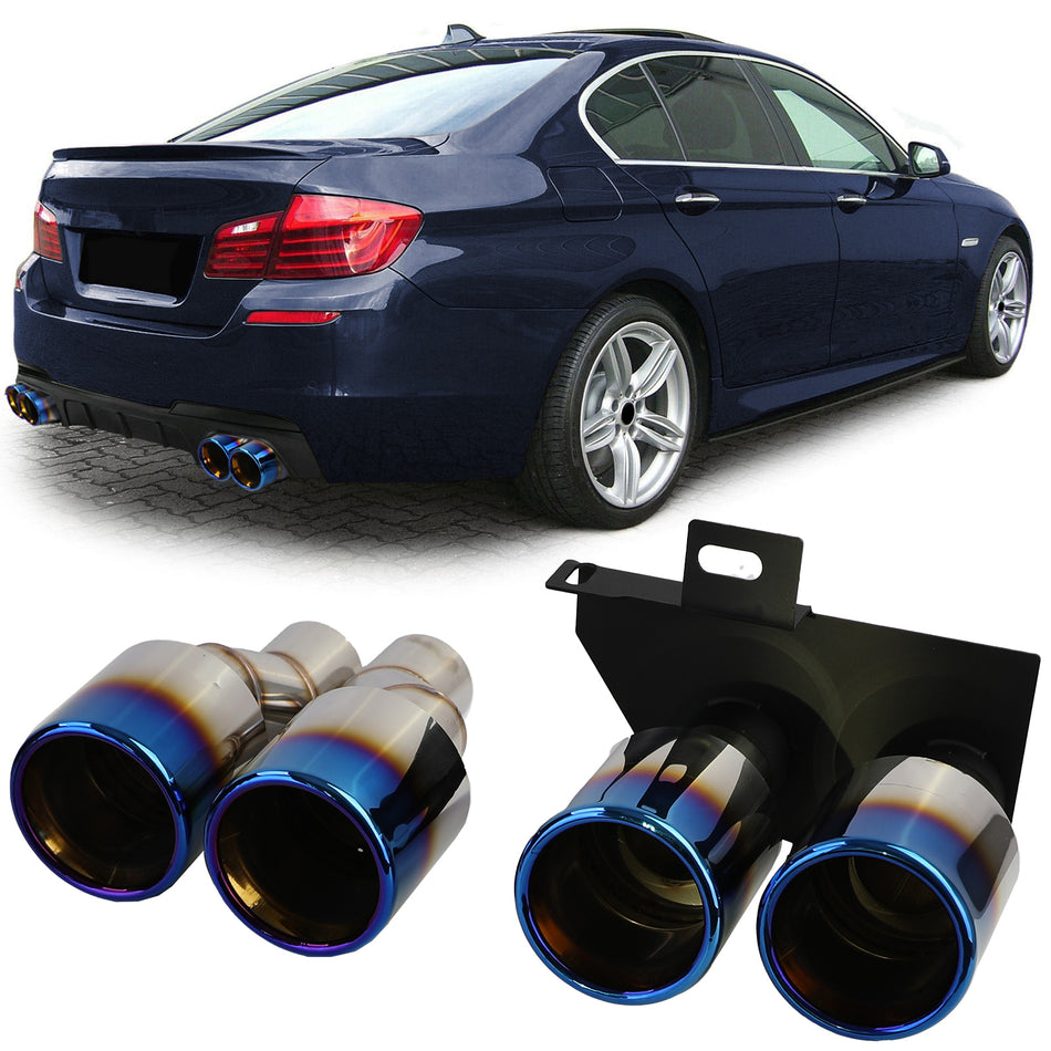 Terminali Scarico Doppio Tubo Titanio per BMW F10 F11 520 523 525 528 530