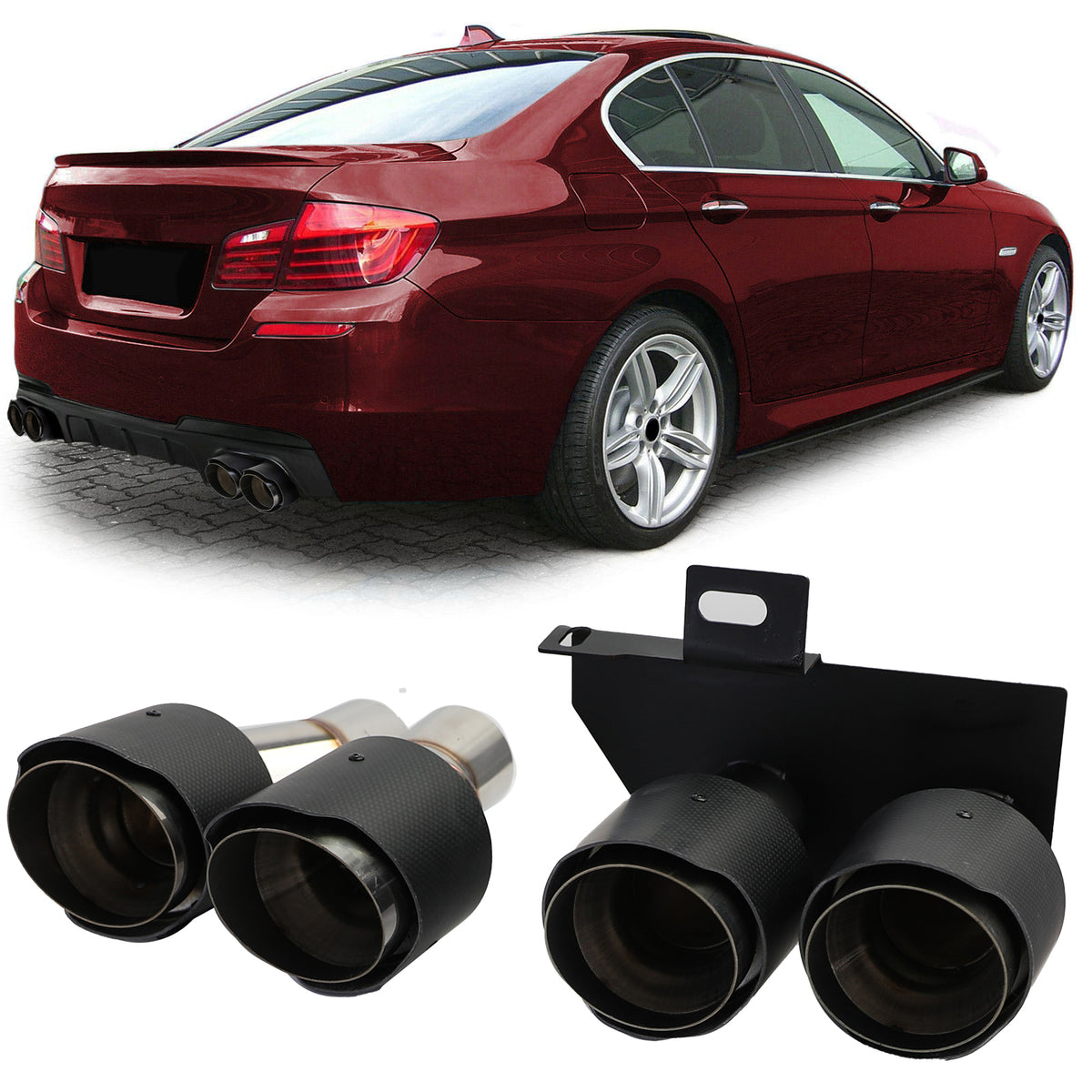 Terminali Scarico Doppio Tubo in Carbonio per BMW Serie 5 F10 F11 (2010-2017)