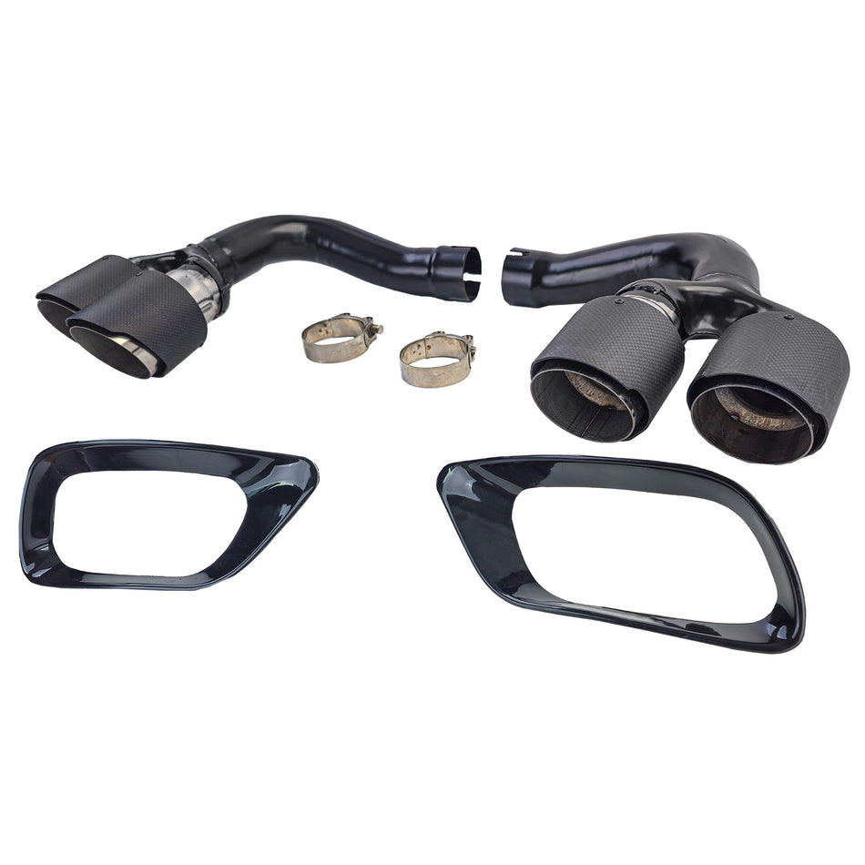 Terminali Scarico Doppio Tubo Carbonio per BMW X6 E71 2008-2014 Diesel 30d 40d