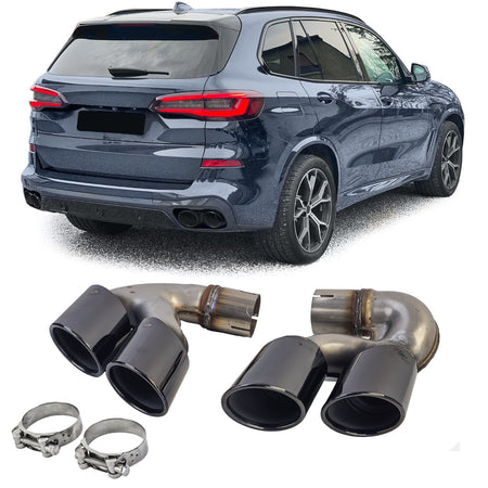 Terminali Scarico Doppio in Acciaio Inox Nero per BMW X5 G05 X6 G06 X7 G07 40i