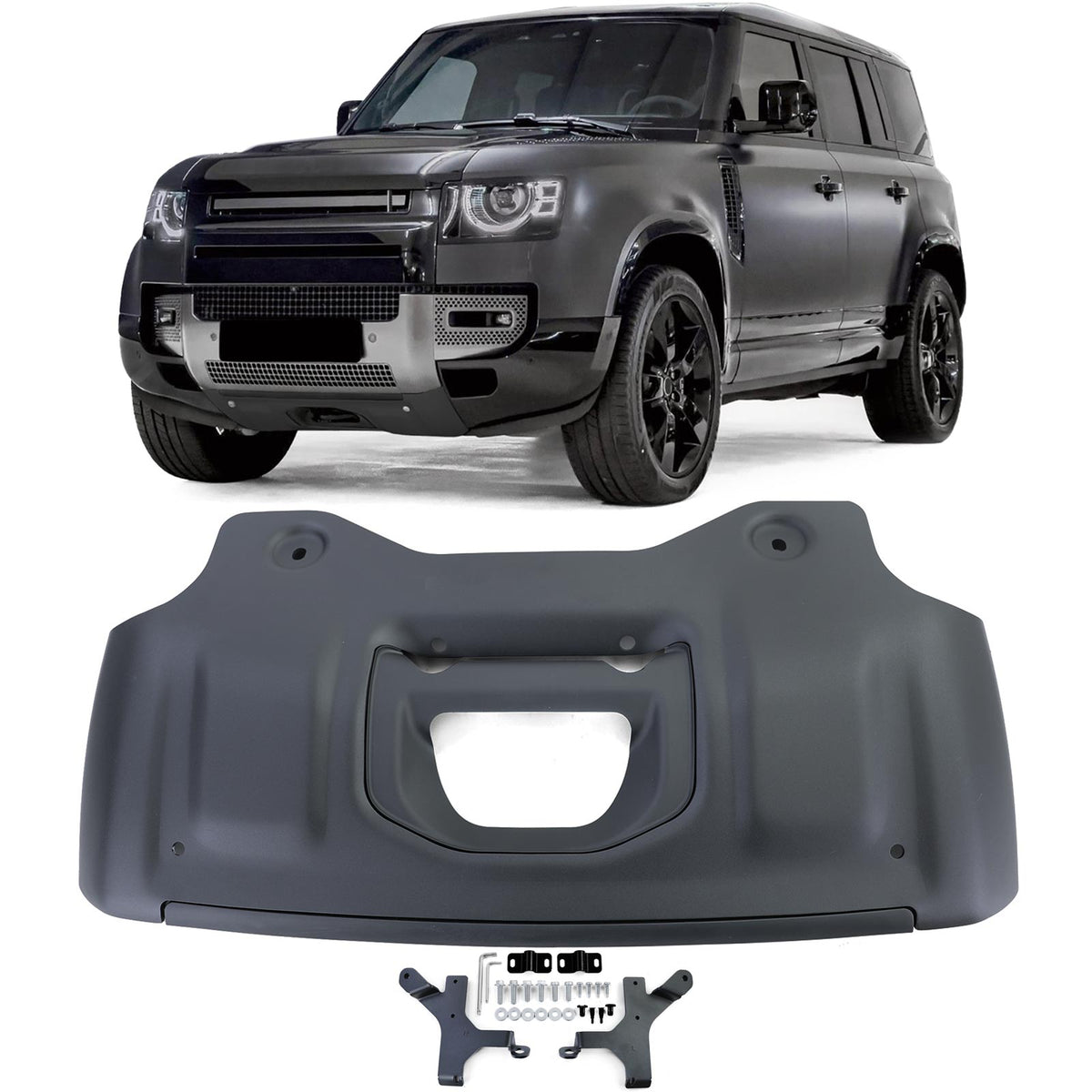 Paramotore Alluminio Nero per Land Rover Defender L663 90 110 Dal 2019