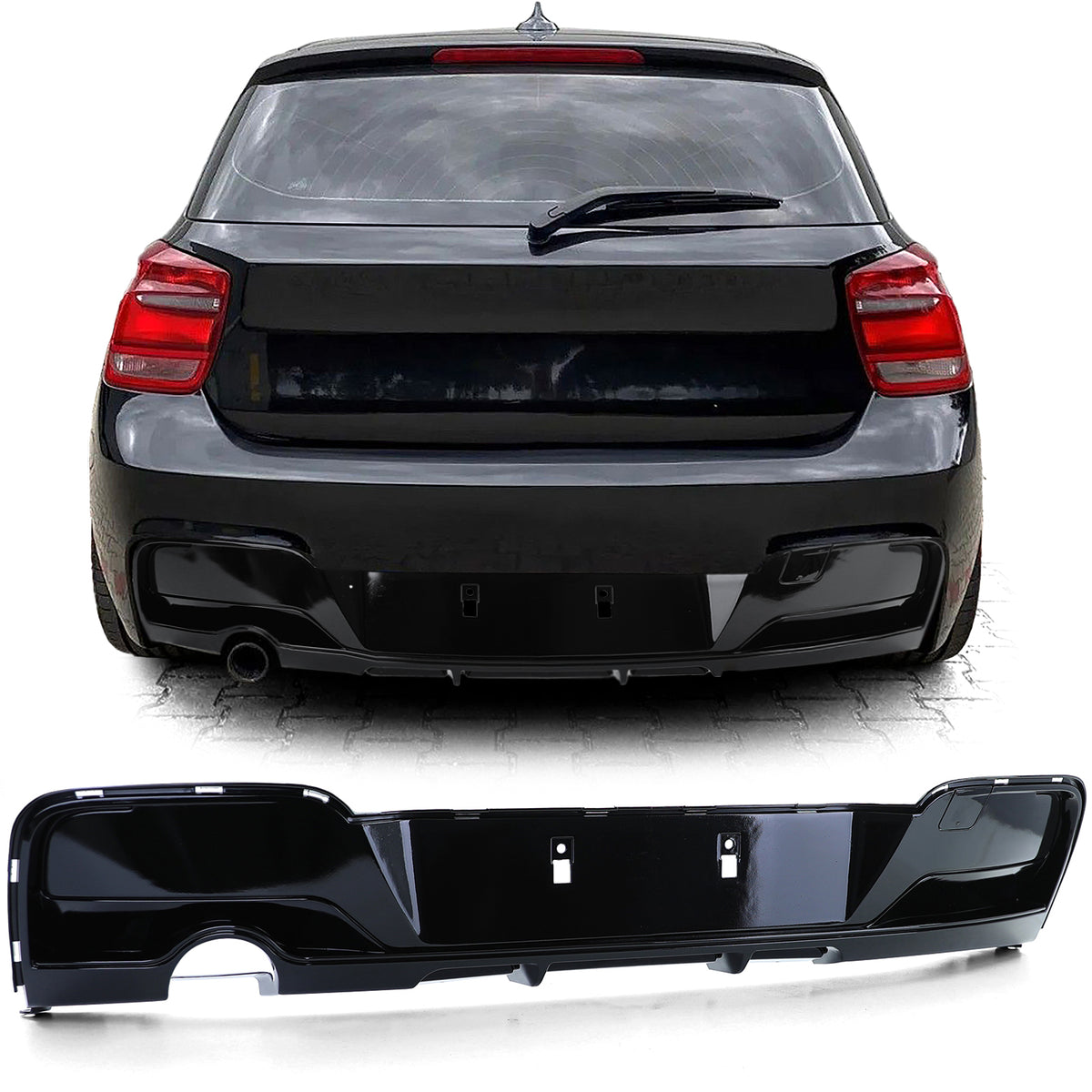 Diffusore Posteriore Nero Lucido per BMW Serie 1 F20 F21 2011-2015