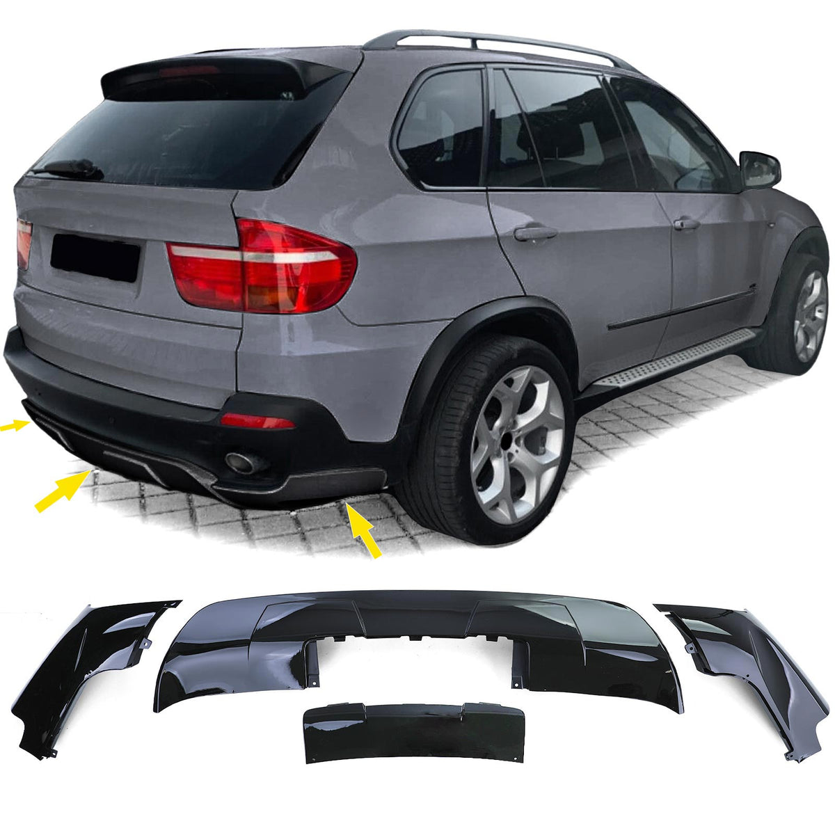 Bodykit Set Anteriore Posteriore Nero Lucido per BMW X5 E70 07-10
