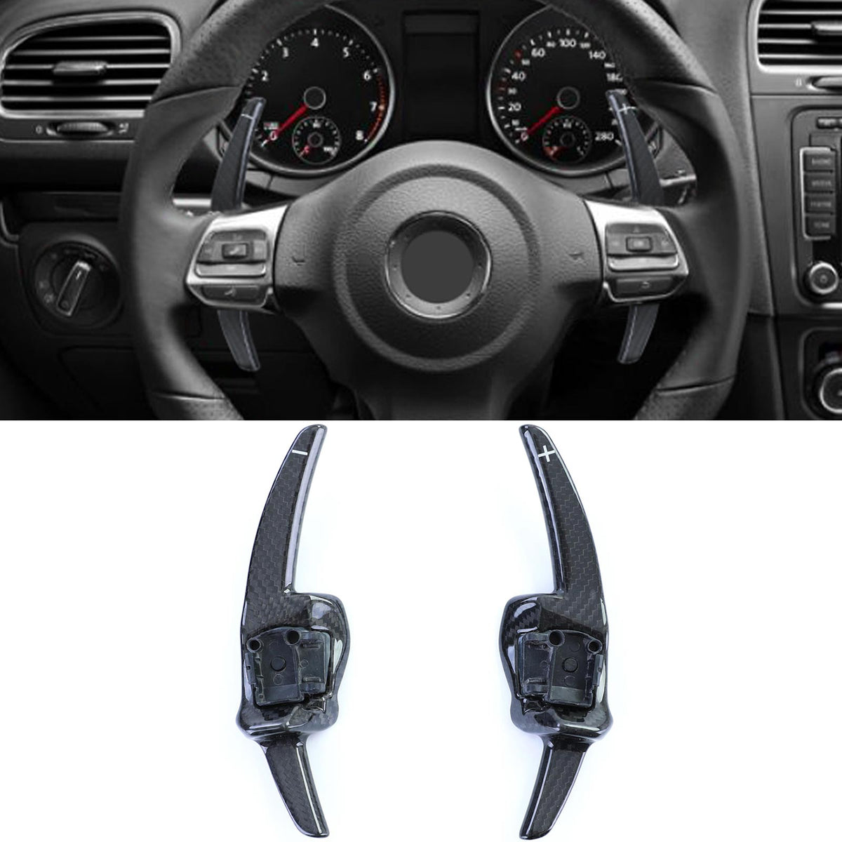 Echt Carbon Paddles di Ricambio Set per Volkswagen Golf 6 (2008-2012)