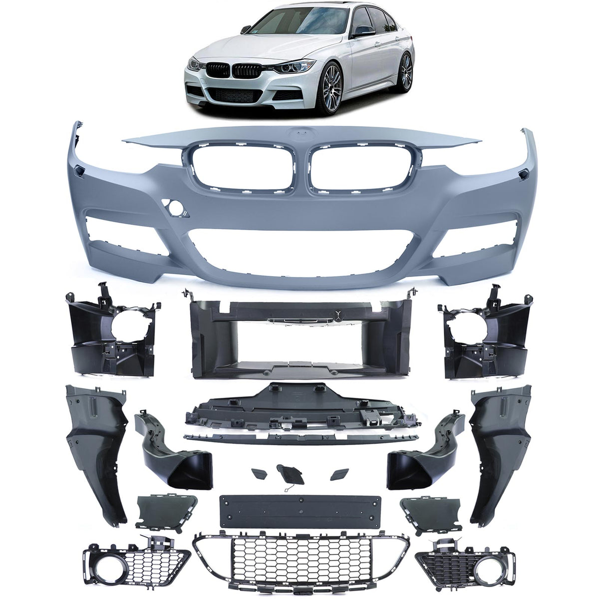Paraurauti Sportivo Anteriore con Griglia per BMW Serie 3 F30 F31 11-19