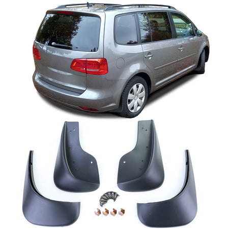 Paraspruzzi Set Anteriore e Posteriore Nero per Volkswagen Touran 1 1T 03-15