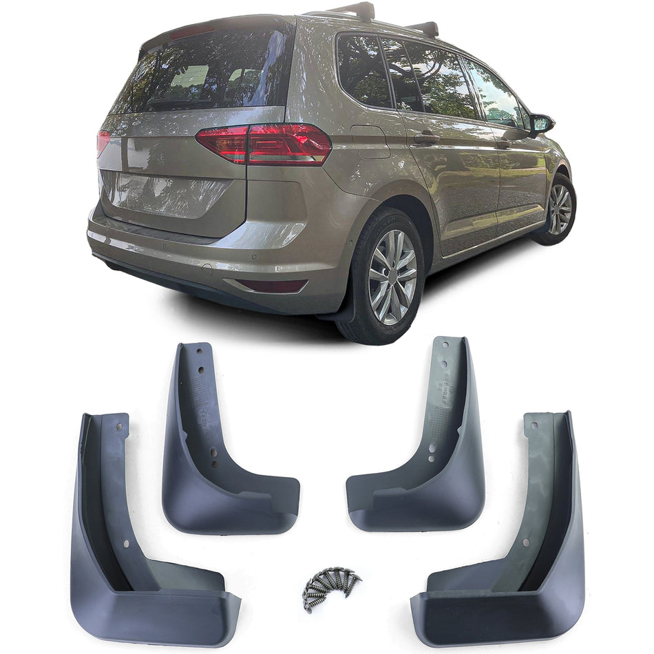 Paraspruzzi Set Anteriore e Posteriore Nero per Volkswagen Touran 2 5T 2015-2021