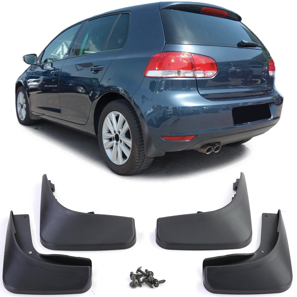 Paraspruzzi Set Anteriore e Posteriore Nero per Volkswagen Golf 6 08-12