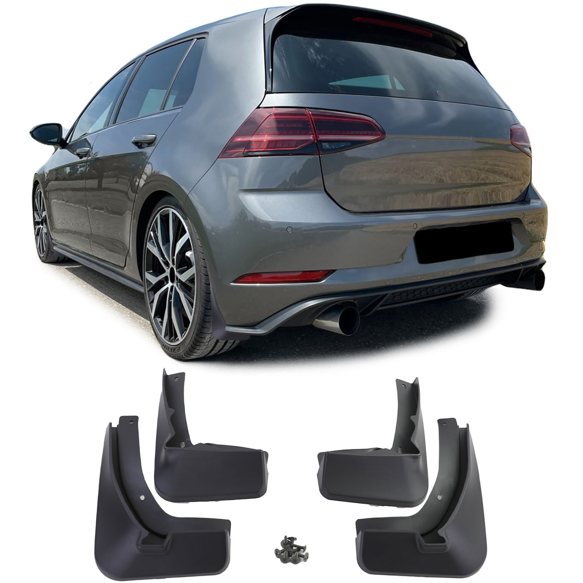 Paraspruzzi Set Anteriore e Posteriore Nero per Volkswagen Golf 7 GTI GTD